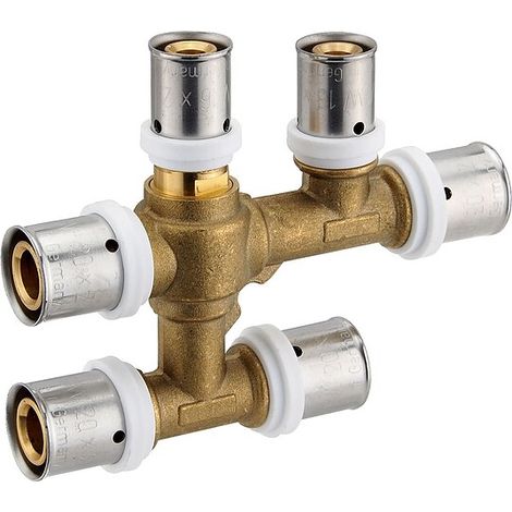 Pressfitting-T-Stück 20 x 2,0 - 16 x 2,0 - 20 x 2,0 mm für MV-Rohr (kreuzungsfreie Verbindung)