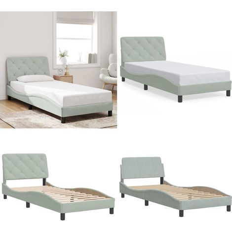 Bettgestell ohne Matratze Hellgrau 90x200 cm Samt - Bettsystem - Samtbettwäsche - Doppelbett - Boxspringbett - Lattenrost - Home & Living (1/5)