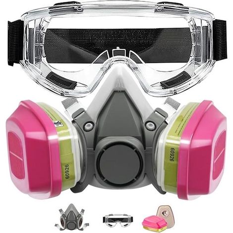 Atemschutzmaske mit Filtern und Schutzbrille, wiederverwendbare Staubmaske, Chemikalienschutzmaske für Malerarbeiten, organische Dämpfe, Schweißen, Polieren, Spritzen und andere Arbeiten (1/5)