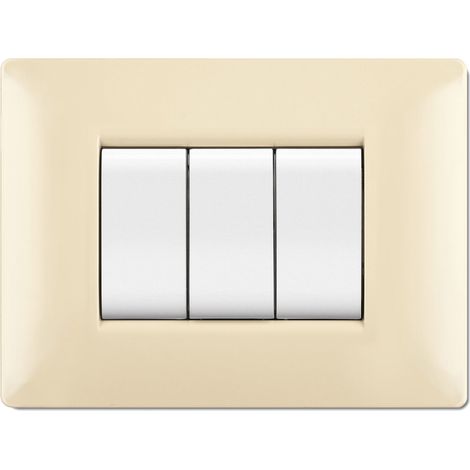 Placca Life Q Mod.Living Plas.Avorio 3P - 10 Pz