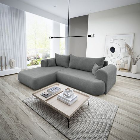 Ecksofa Schlafsofa ANIKE Stoff Now or Never Dunkelgrau Ottomane Links (1/5)