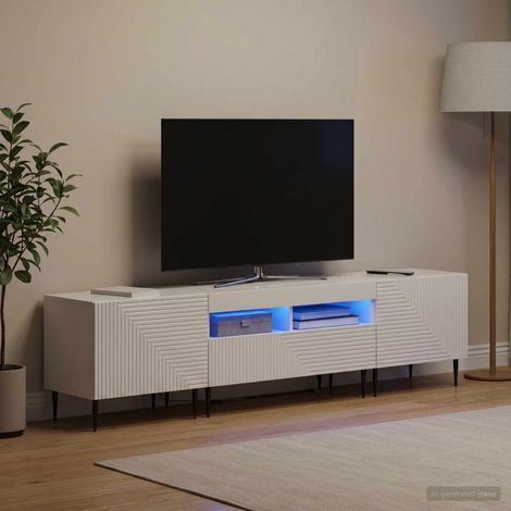 vidaXL Ensemble de 3 Meubles TV LED Blanc brillant Bois d'ingénierie (1/5)