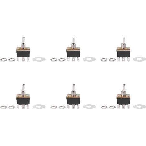 Lot de 6 AC 250V/10A 125V/15A DPDT 3 Position sur/OFF/sur 6 Pins Toggle interrupteur noir+argenté (1/5)