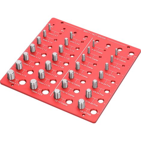 Vérificateur de dimensions écrous vis acier aluminium jauge métrique impérial outil pratique identification taille rapide (1/5)