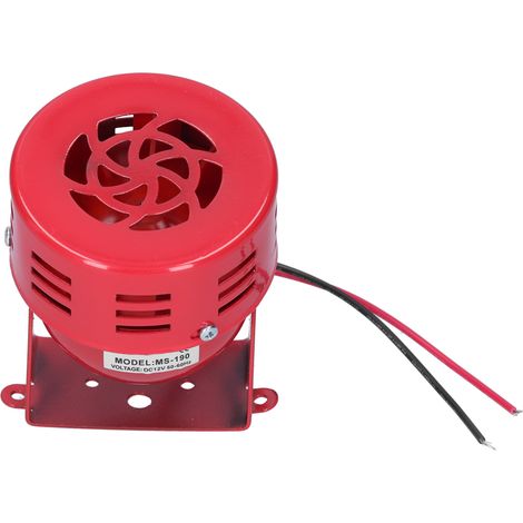 Sirène d'alarme électrique BERM MS-190, 114 dB, DC12V, coque en acier inoxydable rouge, mini moteur, usage domestique et industriel (1/5)