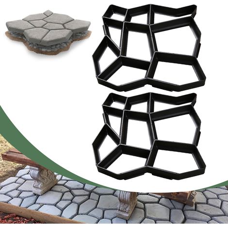 Wolketon 2pcs Moule en béton en plastique – Idéal pour allées de jardin, terrasse et cour, résistant à la corrosion et réutilisable