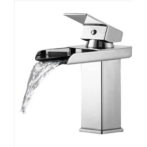 Mitigeur de lavabo, mitigeur de lavabo, bec de canard de salle de bain, mitigeur de bain chaud et froid, chrome (1/4)