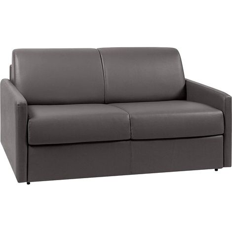 Divano letto 2 posti a ribalta in similpelle Grigio - Larghezza Materasso 120 cm memory foam - Spessore da 22 cm - CALIFE (1/2)