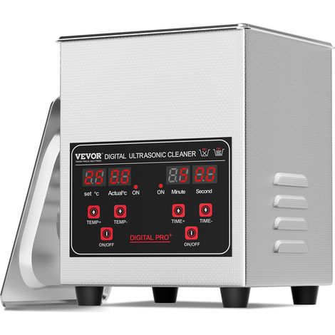 VEVOR Nettoyeur a Ultrasons Numerique 1,3 L 50 W, Bac Ultrasons 40 kHz, Appareil de Nettoyage Ultrasonique Pro avec Minuterie, Chauffage et Panier, pour Appareils Orthodontiques, Montres, Bijoux