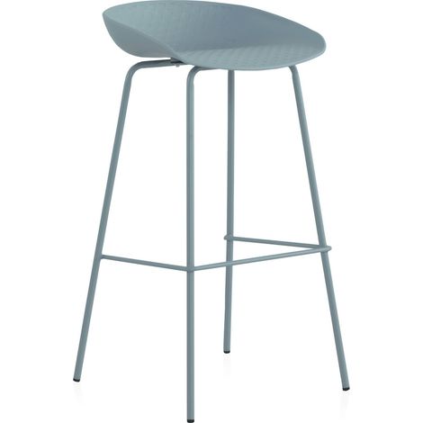 Tabouret haut bleu ciel design métal et polypropylène moderne - bleu ciel pastel (1/5)