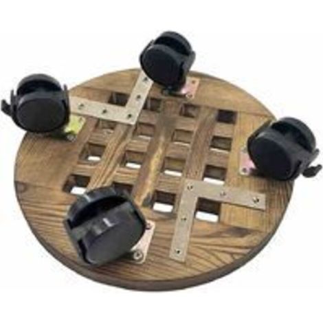 Support da esterno in legno rotondo con rotelle, 30 cm (1/3)