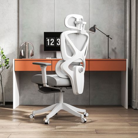 Silla de oficina, regulable en altura, con respaldo reclinable y reposacabezas giratorio, 71x70x129cm, negra.