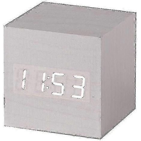 Réveil Ginkgo Square Click Clock LED avec commande vocale, affichage de l'heure et de la température A10 A Blanc (1/5)