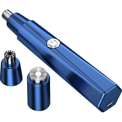 Tondeuse électrique multifonction pour poils de nez, d'oreilles et de barbe, épilateur de sourcils avec têtes de coupe détachables en acier inoxydable