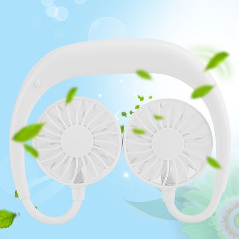 Ventilateur de cou portable mini rechargeable USB 3 vitesses style pendentif blanc pour bureau (1/5)