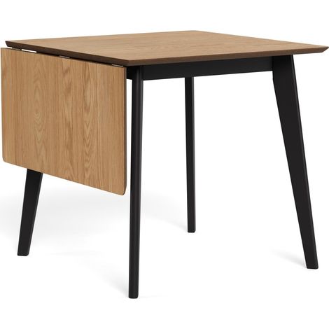 Mesa Norsica 484, Roble salvaje + Negro, 76x80x80cm, Alargamiento, Chapa de madera natural, Madera (1/5)