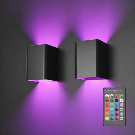 Applique murale intérieure LED 5W boîtier noir RGB avec télécommande rgb réf 2111 400 g – Livraison gratuite (1/5)