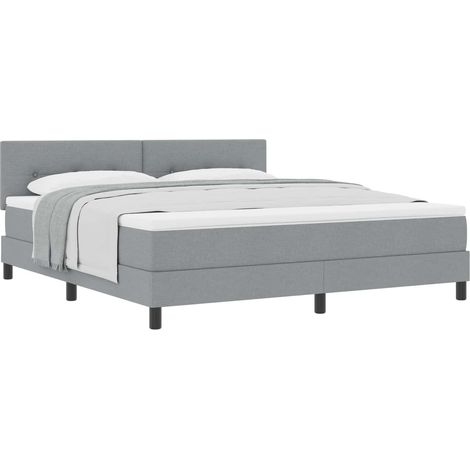 Maison Exclusive - Lit à ressorts avec tête de lit Gris clair 180 x 200 cm tissu (1/5)