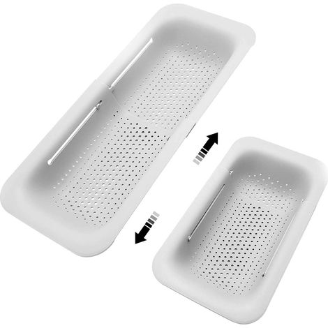1 Passoire, extensible 36,3cm à 49,3cm, plastique alimentaire, évier cuisine, fruits légumes (1/5)