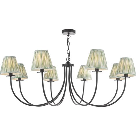 Dar Becca Suspension Becca à 8 lumières, noir mat avec abat-jour (1/2)