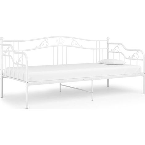 Cadre de canapé-lit en métal blanc (90x200 cm), matelas non inclus. (1/5)