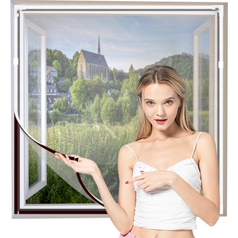 Moustiquaire magnétique réglable fenêtre max 60 x 80 cm(Cadre blanc,toile blanche) (1/5)