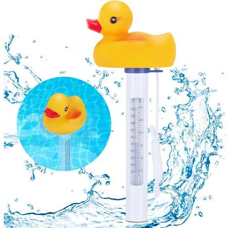 Swimming Pool Thermometer, Burst Resistant Duck Shaped Floating Water Thermometer with Rope for Swimming Pool Jacuzzi Pond Indoor and Outdoor (1/5)