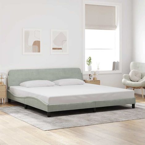 Bettgestell "Dover" Hellgrau 200x200 cm Samt (1/5)