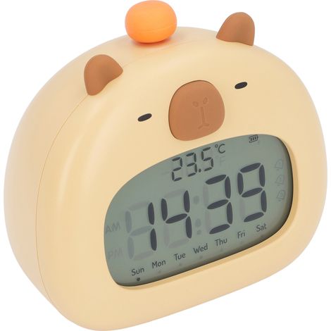 Réveil capybara avec veilleuse, compte à rebours de sieste, mélodies variées, rechargeable 800mAh, réveil chevet pour enfants (1/5)