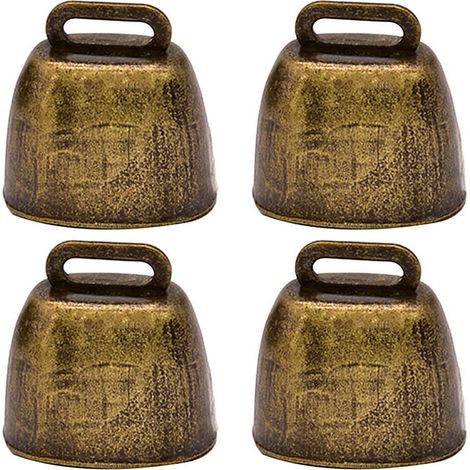 Cloches de Vache en Métal Bronze Ancien 35 x 35 mm, Lot de 8 Décorations Suspendues pour Jardin et Animaux (1/5)