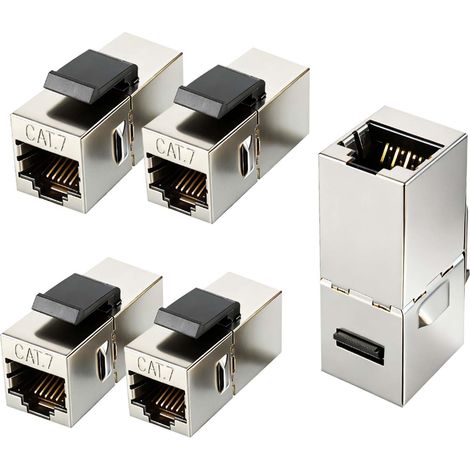 Coupleur RJ45 10 Gbit/s Cat7, adaptateur d'extension Ethernet, connecteur réseau, coupleur Ethernet Keystone (lot de 5) (1/5)