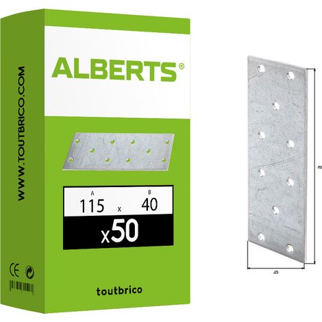 50 platines multi-trous 115 x 40 x 2mm galvanisé - Alberts (1/3)