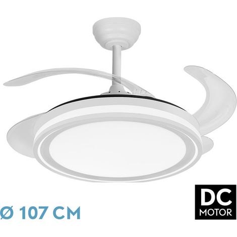 Ventilador Dc Bandido 59w Blanco 4aspas 107d 5900lm 3500-4000-6500k Remoto+Reg.intensidad+memoria+temporizador