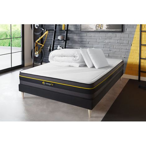 Pacchetto letto completo - Materasso 140x200cm + Box spring (monoblocco) + 2 cuscini + Piumino - Active