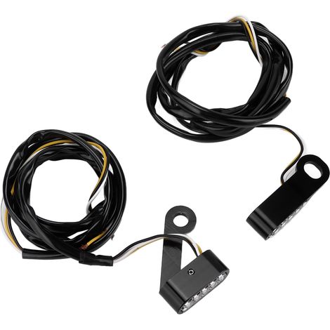 Lot de 2 mini feux de virage à LED, clignotants, en alliage d'aluminium résistant à la corrosion, accessoire moto, coque noire, miroir blanc (1/5)