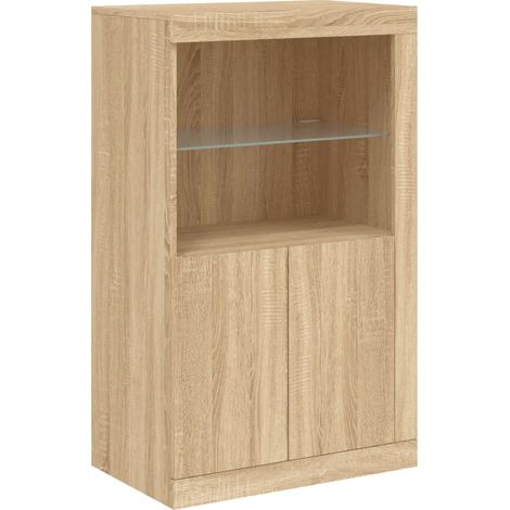 Mueble auxiliar con iluminación LED práctica unidad de almacenamiento 60,5 x 37 x 100 cm madera de roble Sonoma 020049358 (1/5)