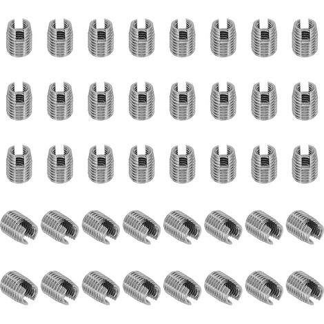 Insert Fileté Auto-Taraudeurs, 40 Pcs M5 x M8 x 10mm Acier Inoxydable 303 Filetage Adaptateur Réducteur Vis à Fente Inserts de Réparation Écrous Manchon (1/5)