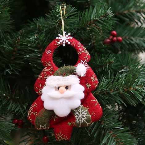 Weihnachtliche Christbaumkugeln aus Stoff, kleine Hängeornamente, Weihnachtsmann, Bär, Rentier, Schneemann-Puppen, Hängeornamente