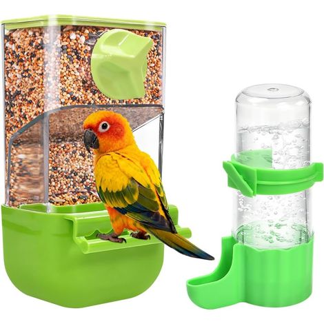 Bird Automatic Feeding, Mangeoire Oiseaux Cage + Abreuvoir Oiseau Cage, Distributeur de Nourriture pour Oiseaux Transparent en Plastique, Mangeoire Automatique et Distributeur d'eau (1/5)