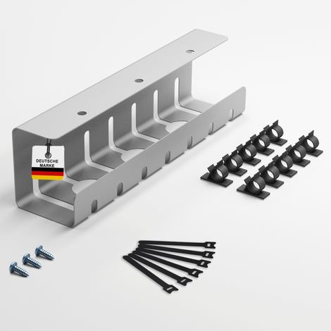 Albatros Kabelkanal Schreibtisch Silber Komplettset A - Kabelmanagement Schreibtisch für Ordnung und Produktivität, Organizer für Kabelführung - Kabelschacht Kabelwanne für Kabelorganisation