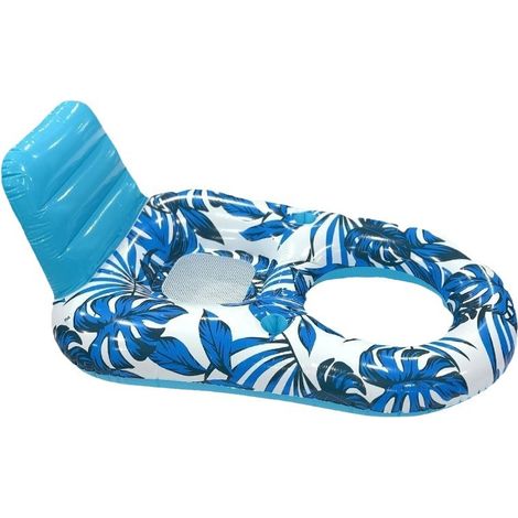 Grand matelas gonflable pour adultes - Lot de 2 matelas de piscine surdimensionnés (140 x 91 cm), avec porte-gobelet et porte-téléphone, dossier et repose-pieds. Confort optimal pour se détendre dans (1/5)