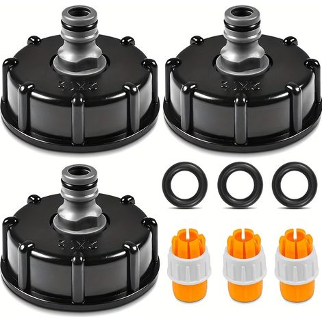 Adaptateur de Bouchon de Réservoir Deau, Bouchon de Réservoir IBC, S60x6 IBC Raccord, 1/2 Pouce Bouchon Trou Filetage, Convient pour Raccorder Le Tuyau de Jardin, Réservoir d'eau de Pluie IBC (1/5)