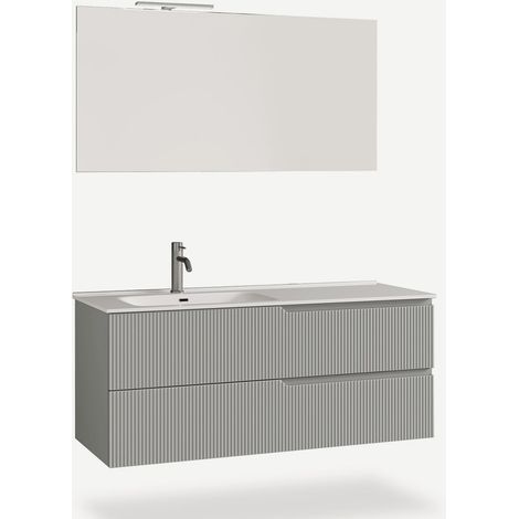Mobile bagno sospeso con specchio e lavabo Venere SX - Grigio (1/5)
