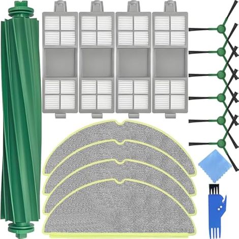 Kit d'accessoires pour Roomba 205 DustCompactor Vac 1 Brosse Principale 6 brosses latérales 4 lingettes de Nettoyage 4 filtres Hepa Lingette en Microfibre Lavable Pièces de Rechange (1/5)