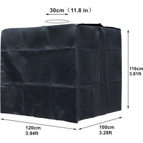 Housse de protection pour réservoir d'eau, IBC 1000 L, anti-poussière, anti-UV et anti-pluie, 120 x 100 x 116 cm (noir) (1/3)