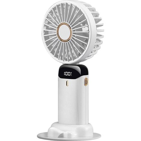 Mini ventilateur portable d'extérieur, double batterie, 5 vitesses, idéal pour le camping et la randonnée (blanc). (1/2)