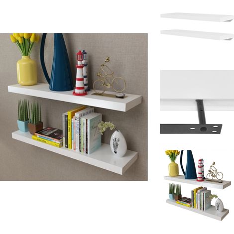 2 Étagères murales MDF Blanc Rangement de livres/DVD - Etagere Murale - Rangement Mural - Étagère Blanche - Meuble Blanc - Décoration Murale (1/5)