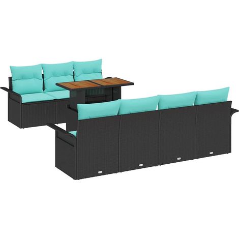 Garden Sofa Set with Storage 8 pcs Black Poly rattan vidaXL