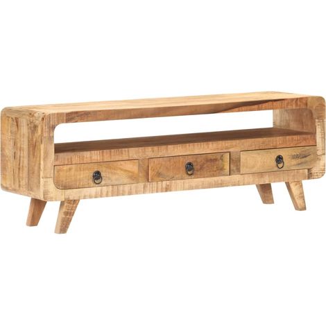 Meuble TV pour Salon - Armoire TV 117x30x41 cm Bois de manguier massif brut BV419778 - BonneVie (1/5)