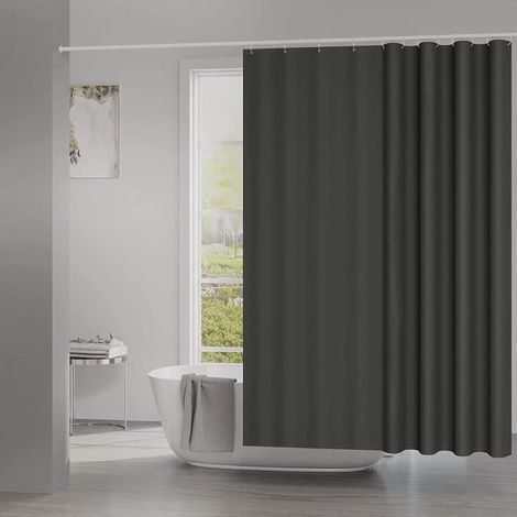 1 pièce Rideau de douche, anti-moisissure, rideau de baignoire en polyester 240x200 cm, ourlet alourdi, gris foncé, salle de bains (1/4)